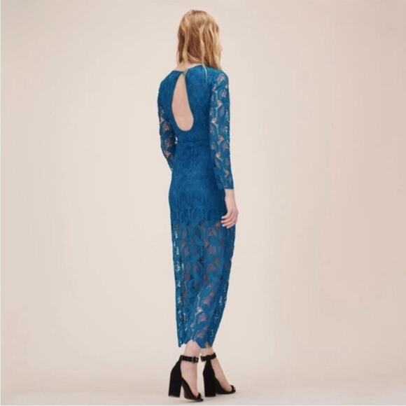 NWT New Maje Rosane Guipure Lace Long Sleeve Dress in Deep Teal Size 3(L) - Picture 2 of 9